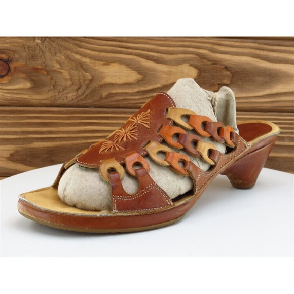 Pikolinos Size 41 Sandal Slide Brown‎ Leather Women M - Picture 1 of 11